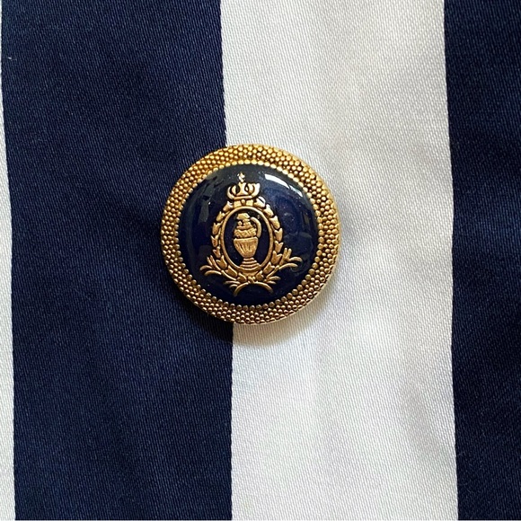 Vintage ALESSANDRINI blue white stripe nautical button ballon sleeve jacket top - Picture 7 of 13